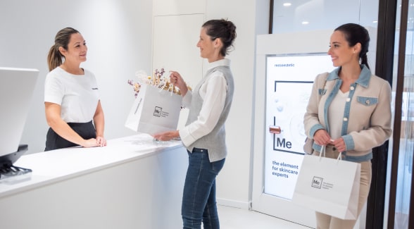 women shopping in a mesoestetic store